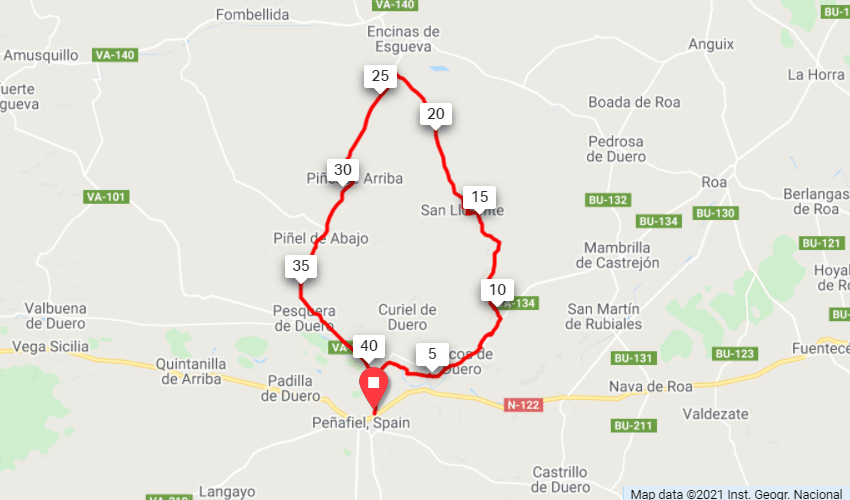 Ribera del Duero Route Map