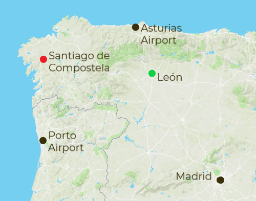 Camino de Santiago Arrivals and Departure Map