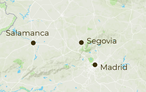 Salamanca to Segovia Arrivals and Departure Map