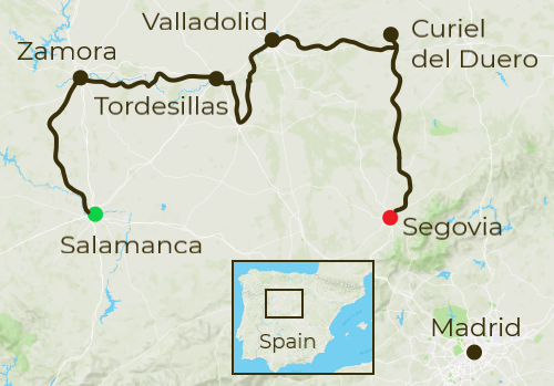 Salamanca to Segovia Cycling Map