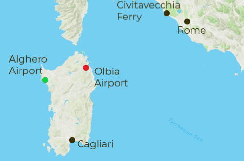Sardinia Arrivals and Departure Map