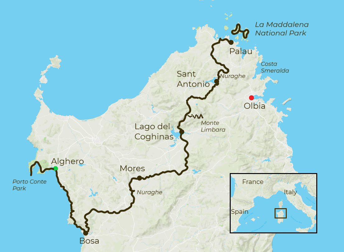 Sardinia Cycling Map